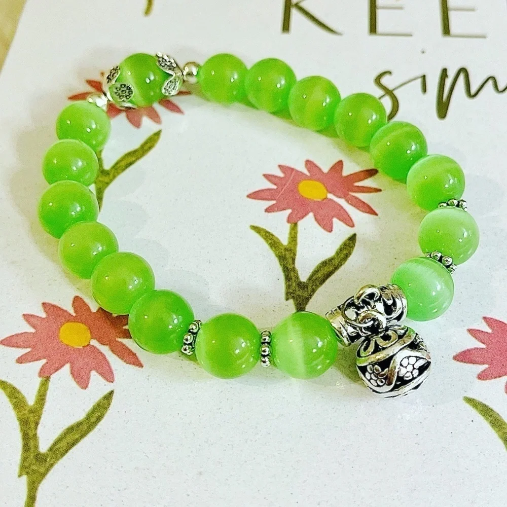 Green Chrysoberyl Handmade Crystal Bracelet - lot of 3